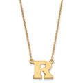 10k Gold LogoArt Rutgers University Letter R Small Pendant 18 inch Necklace