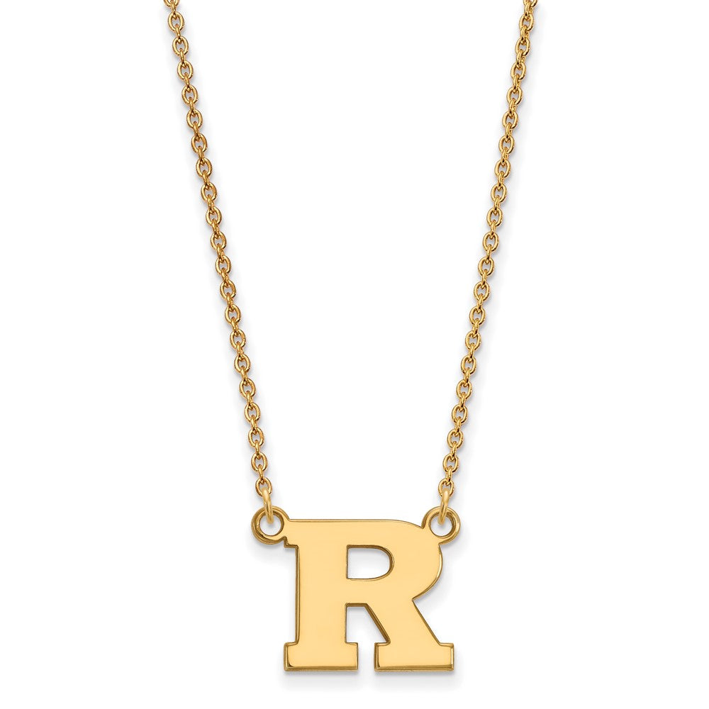 14k Gold LogoArt Rutgers University Letter R Small Pendant 18 inch Necklace