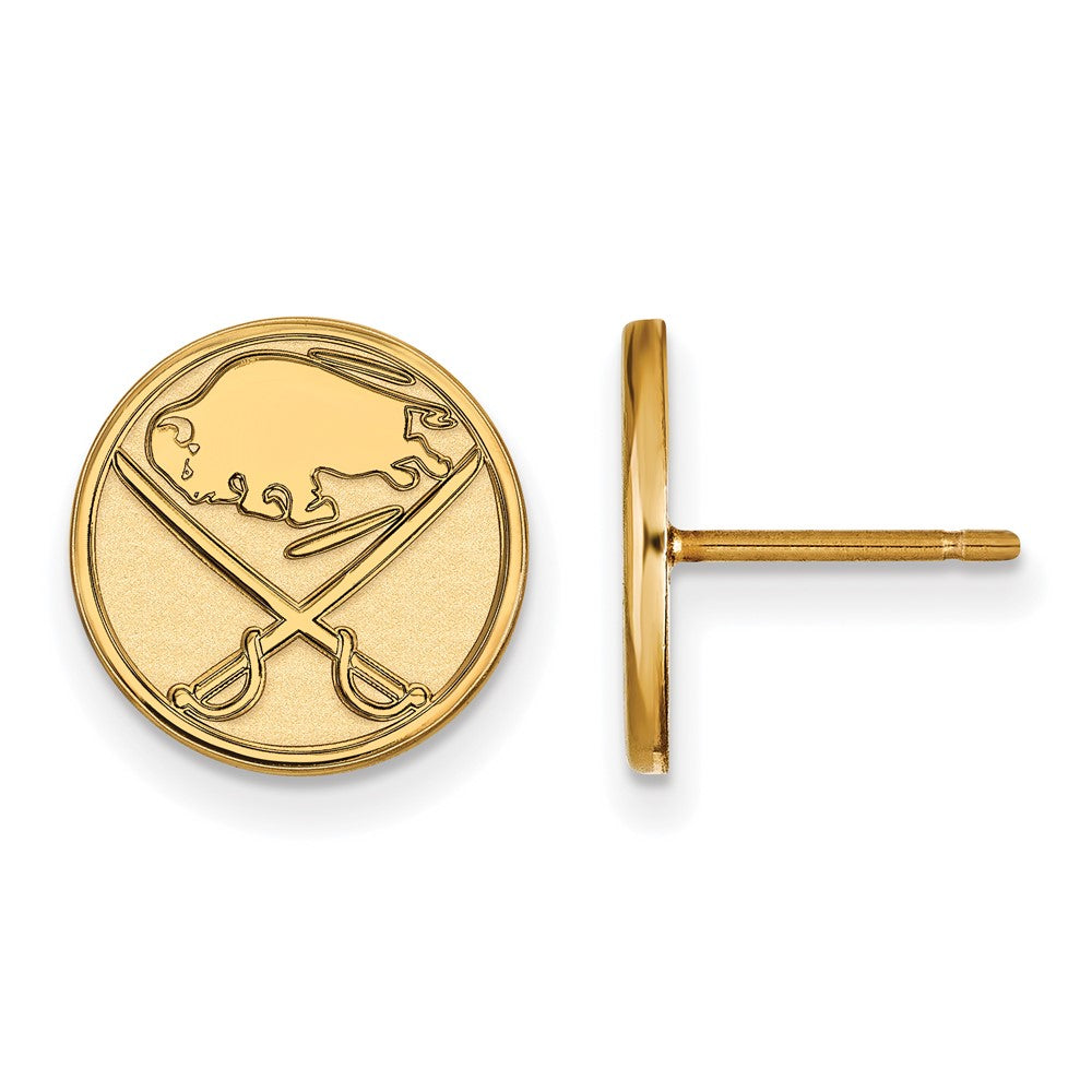 Sterling Silver Gold-plated NHL LogoArt Buffalo Sabres Small Post Earrings