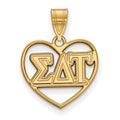 Sterling Silver Gold-plated LogoArt Sigma Delta Tau Sorority Greek Letters Heart Pendant