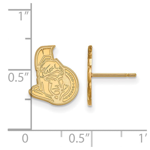 10k Gold NHL LogoArt Ottawa Senators Small Post Earrings