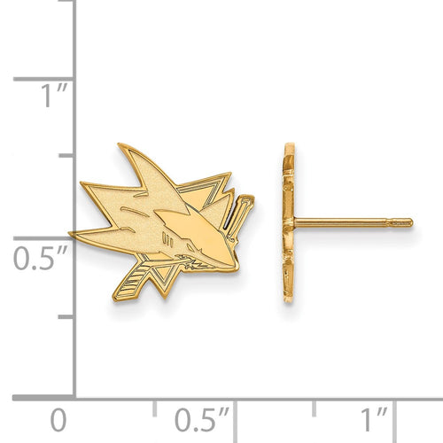 10k Gold NHL LogoArt San Jose Sharks Small Post Earrings