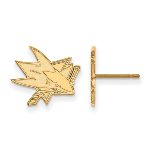 10k Gold NHL LogoArt San Jose Sharks Small Post Earrings