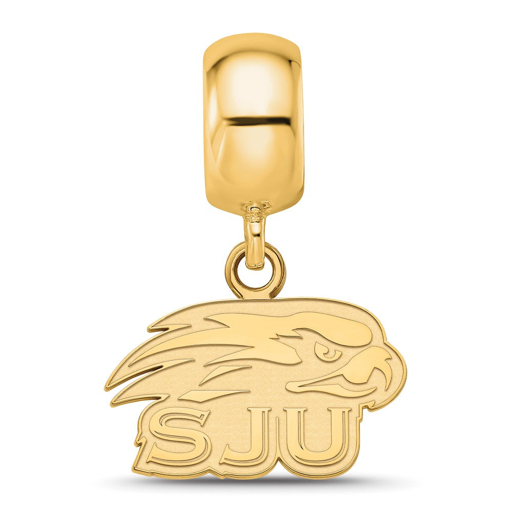 Sterling Silver Gold-plated LogoArt Saint Joseph's University Hawks Extra Small Dangle Bead Charm