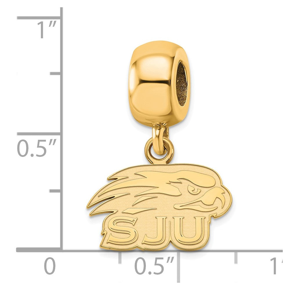 Sterling Silver Gold-plated LogoArt Saint Joseph's University Hawks Extra Small Dangle Bead Charm