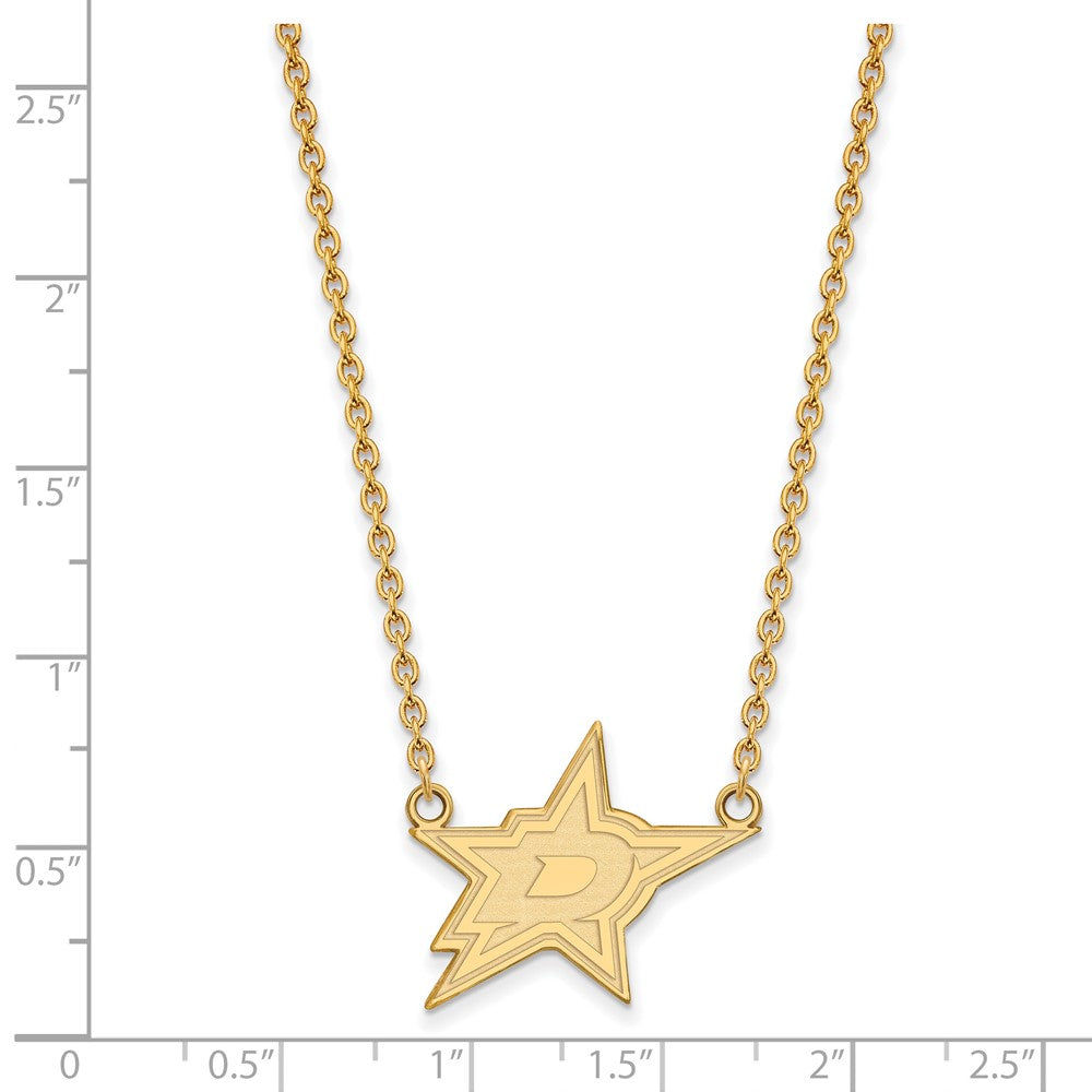 10k Gold NHL LogoArt Dallas Stars Large Pendant 18 inch Necklace