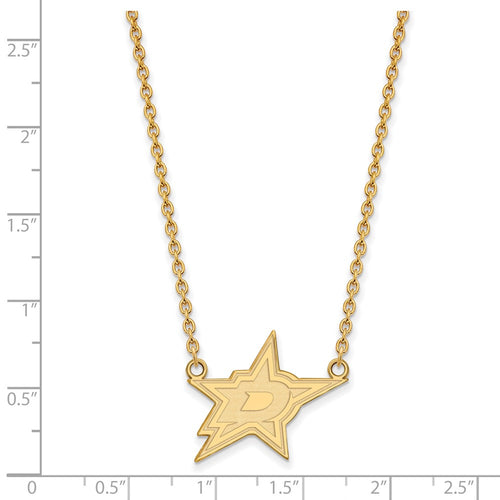 10k Gold NHL LogoArt Dallas Stars Large Pendant 18 inch Necklace