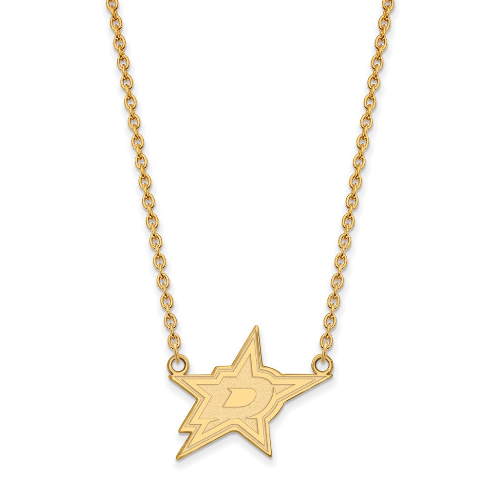 10k Gold NHL LogoArt Dallas Stars Large Pendant 18 inch Necklace