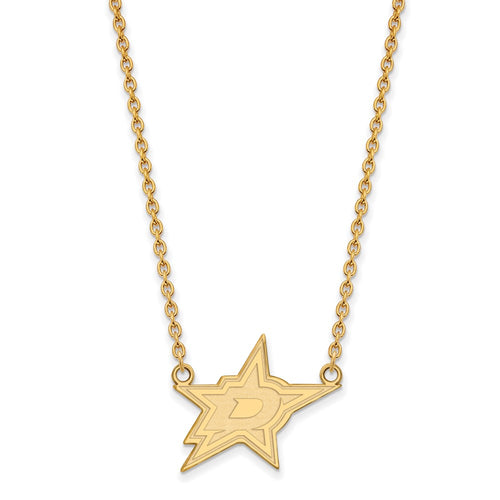 10k Gold NHL LogoArt Dallas Stars Large Pendant 18 inch Necklace