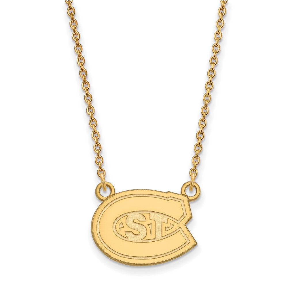 Sterling Silver Gold-plated LogoArt St. Cloud State University Small Pendant 18 inch Necklace