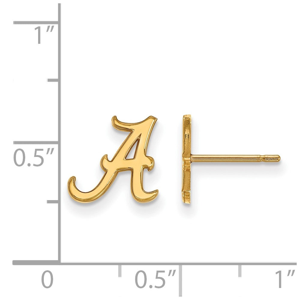 10k Gold LogoArt University of Alabama Letter A Extra Small Post Earrings