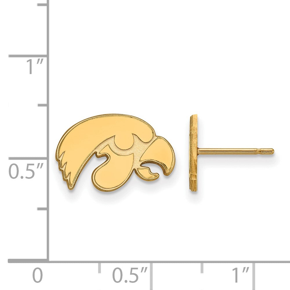 14k Gold LogoArt University of Iowa Hawk Extra Small Post Earrings
