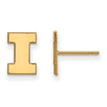 14k Gold LogoArt University of Illinois Letter I Extra Small Post Earrings