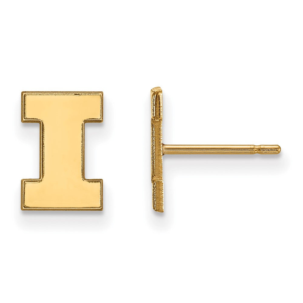 Sterling Silver Gold-plated LogoArt University of Illinois Letter I Extra Small Post Earrings