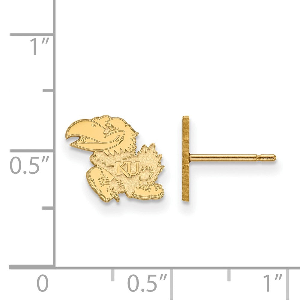14k Gold LogoArt University of Kansas Jayhawk Extra Small Post Earrings