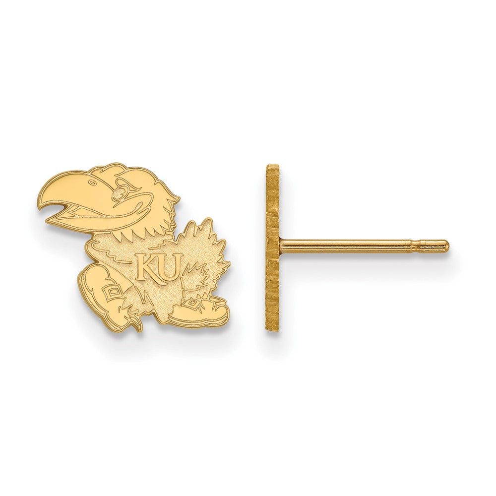 14k Gold LogoArt University of Kansas Jayhawk Extra Small Post Earrings