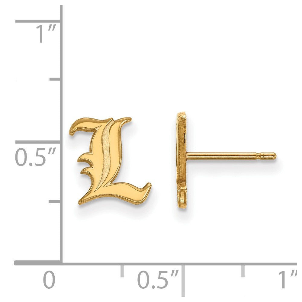 Sterling Silver Gold-plated LogoArt University of Louisville Letter L Extra Small Post Earrings