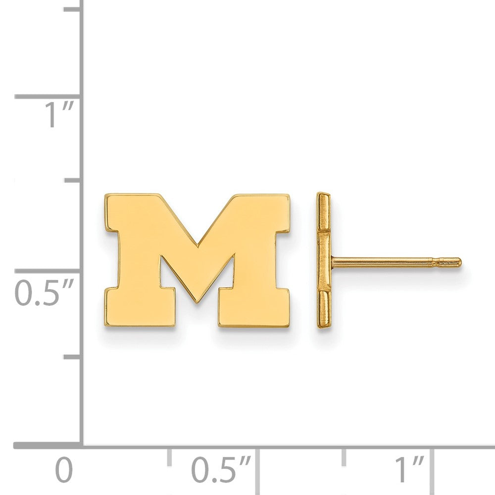 Sterling Silver Gold-plated LogoArt University of Michigan Letter M Extra Small Post Earrings