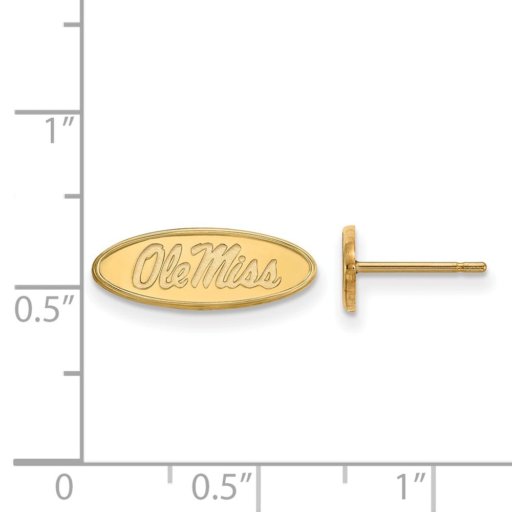Sterling Silver Gold-plated LogoArt University of Mississippi Ole Miss Oval Extra Small Post Earrings