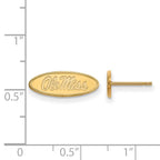 Sterling Silver Gold-plated LogoArt University of Mississippi Ole Miss Oval Extra Small Post Earrings