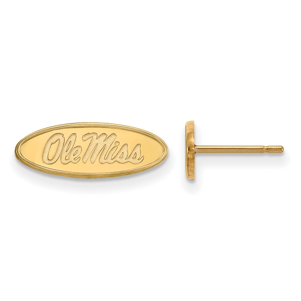 14k Gold LogoArt University of Mississippi Ole Miss Oval Extra Small Post Earrings