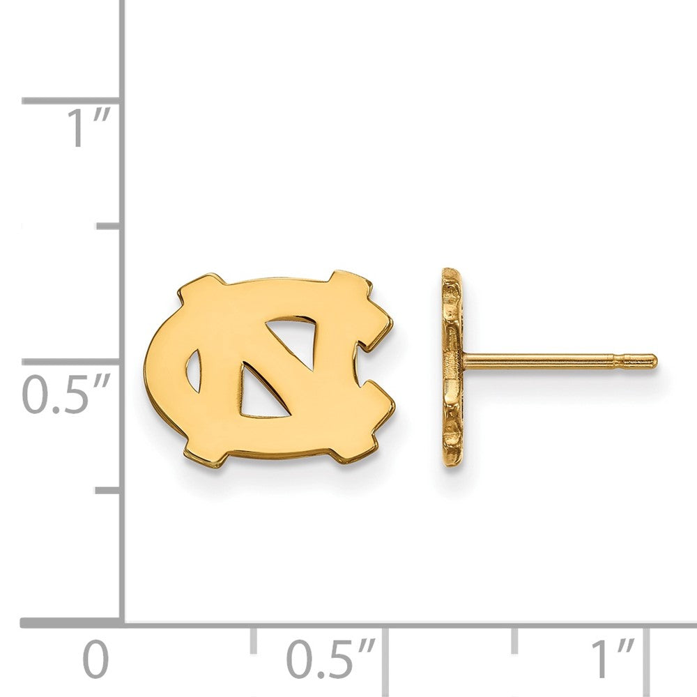 Sterling Silver Gold-plated LogoArt University of North Carolina N-C Extra Small Post Earrings