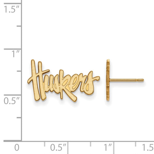 10k Gold LogoArt University of Nebraska Huskers Small Post Earrings