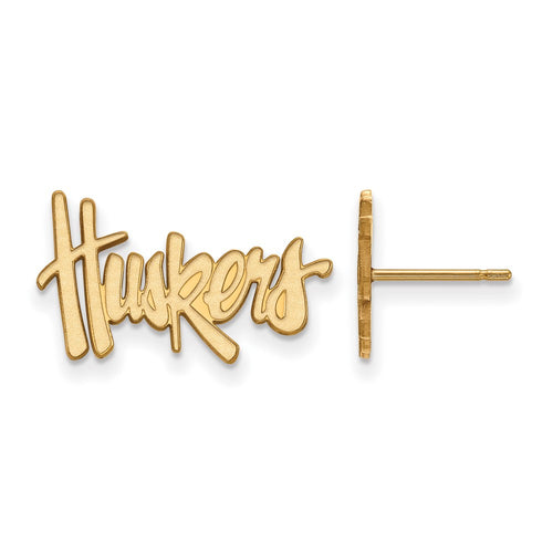 10k Gold LogoArt University of Nebraska Huskers Small Post Earrings