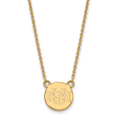 10k Gold LogoArt University of New Mexico Small Pendant 18 inch Necklace