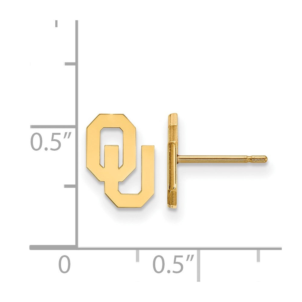 14k Gold LogoArt University of Oklahoma O-U Extra Small Post Earrings