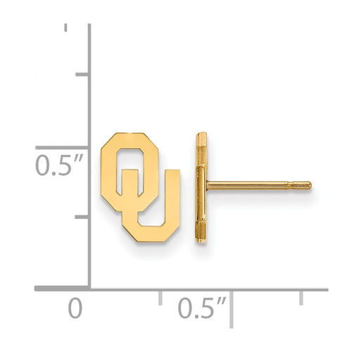 10k Gold LogoArt University of Oklahoma O-U Extra Small Post Earrings