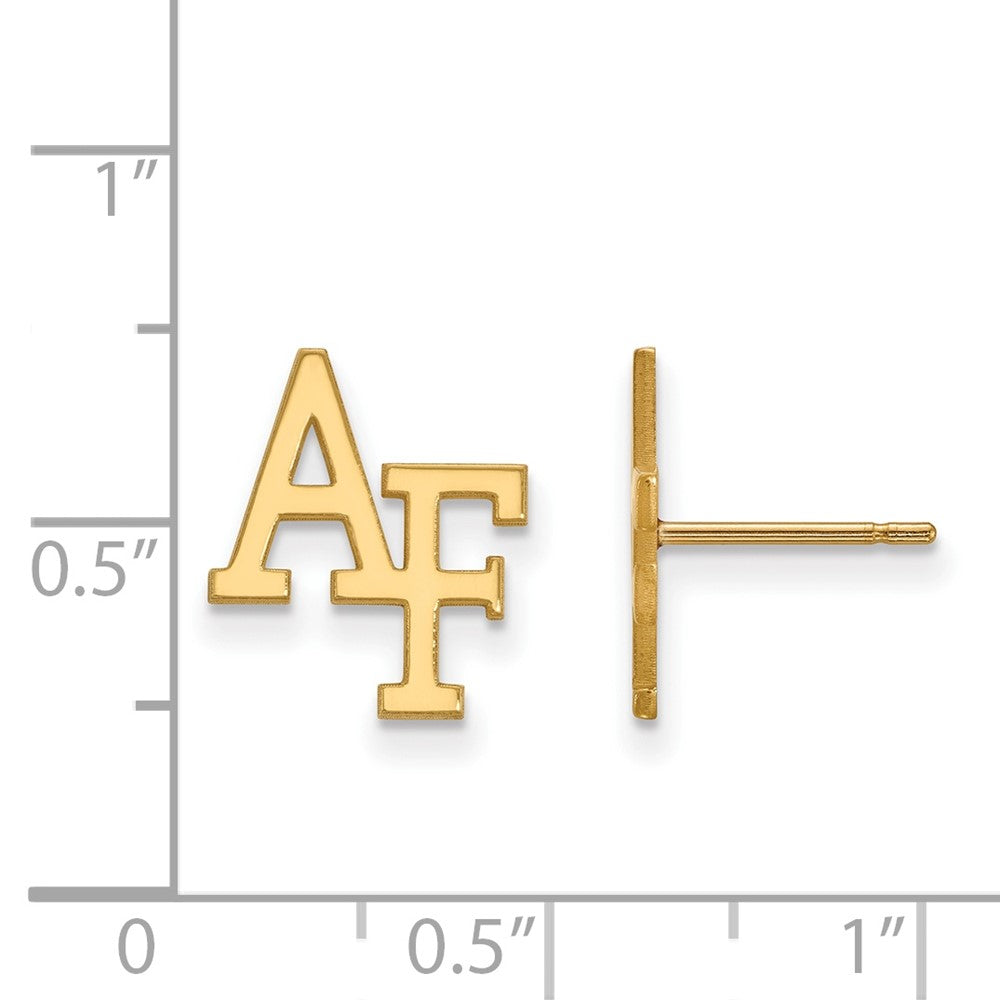 Sterling Silver Gold-plated LogoArt United States Air Force Academy A-F Small Post Earrings