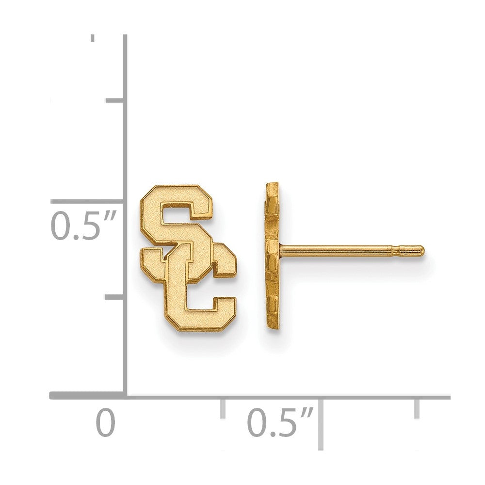 Sterling Silver Gold-plated University of Southern California S-C Extra Small Post Earrings