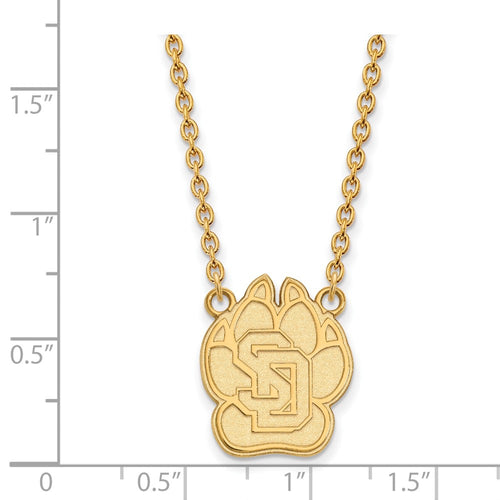 10k Gold LogoArt University of South Dakota Large Pendant 18 inch Necklace