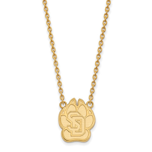 10k Gold LogoArt University of South Dakota Large Pendant 18 inch Necklace