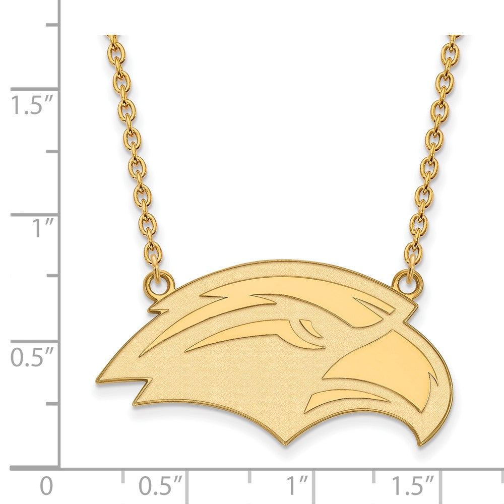 Sterling Silver Gold-plated LogoArt University of Southern Mississippi Eagle Large Pendant 18 inch Necklace