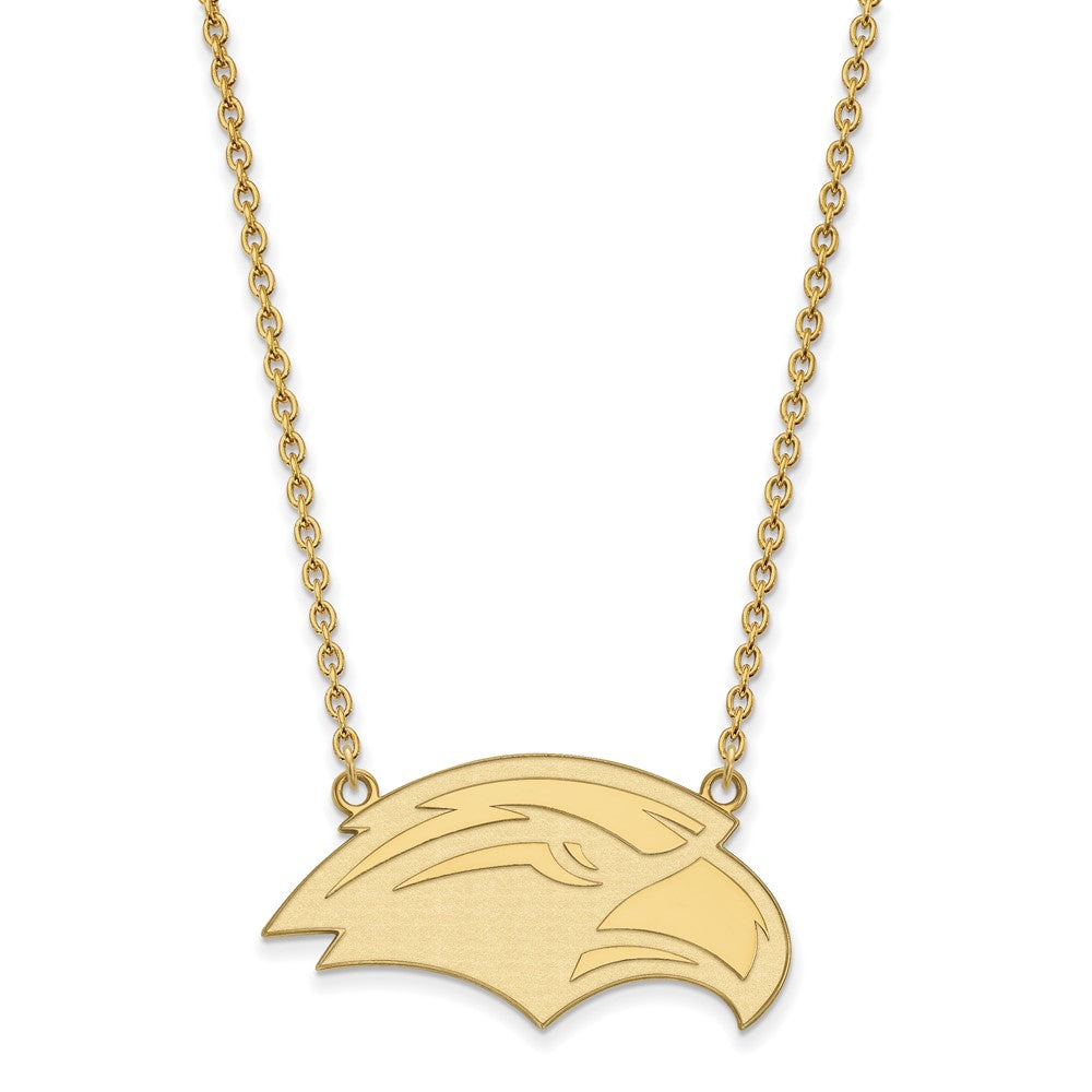 Sterling Silver Gold-plated LogoArt University of Southern Mississippi Eagle Large Pendant 18 inch Necklace