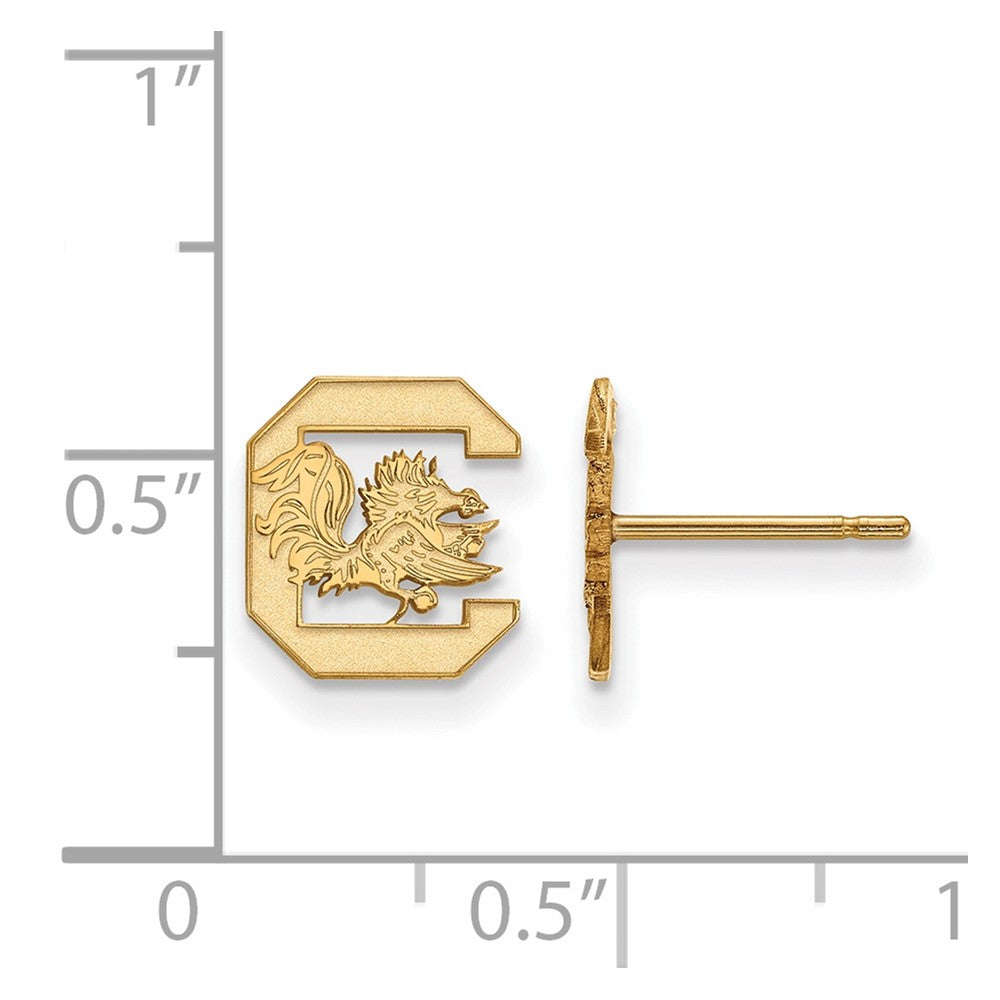 Sterling Silver Gold-plated LogoArt University of South Carolina Extra Small Post Earrings