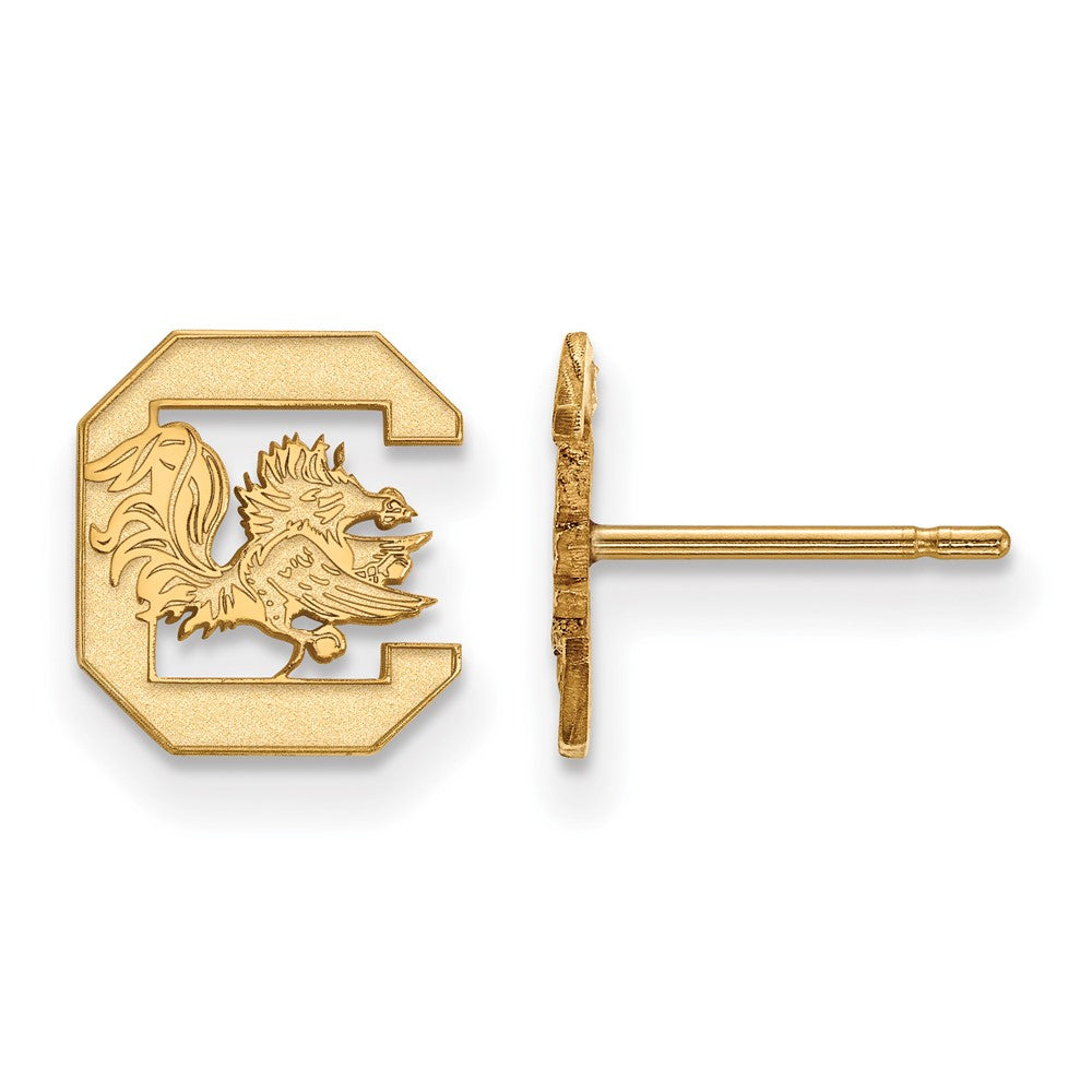Sterling Silver Gold-plated LogoArt University of South Carolina Extra Small Post Earrings