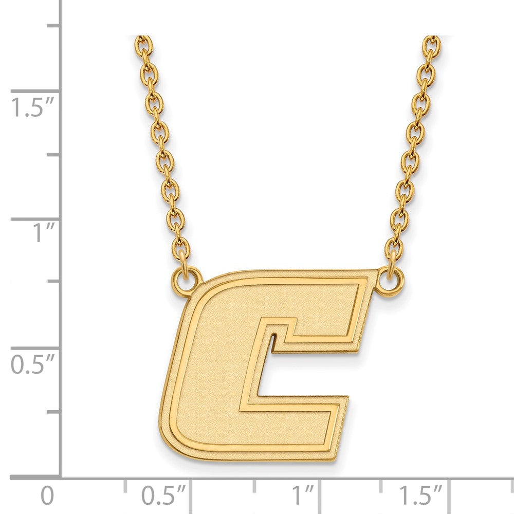 Sterling Silver Gold-plated LogoArt University of Tennessee at Chattanooga Letter C Large Pendant 18 inch Necklace