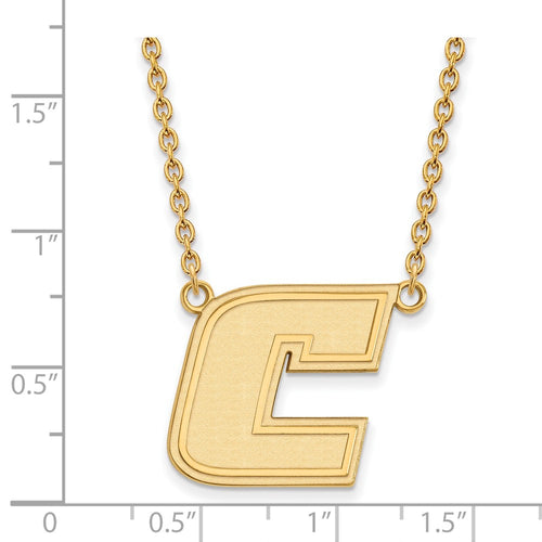 10k Gold LogoArt University of Tennessee at Chattanooga Letter C Large Pendant 18 inch Necklace