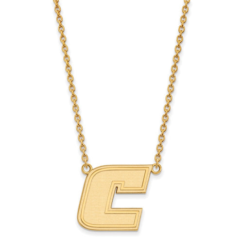 10k Gold LogoArt University of Tennessee at Chattanooga Letter C Large Pendant 18 inch Necklace
