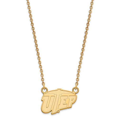 10k Gold LogoArt University of Texas at El Paso Small Pendant 18 inch Necklace