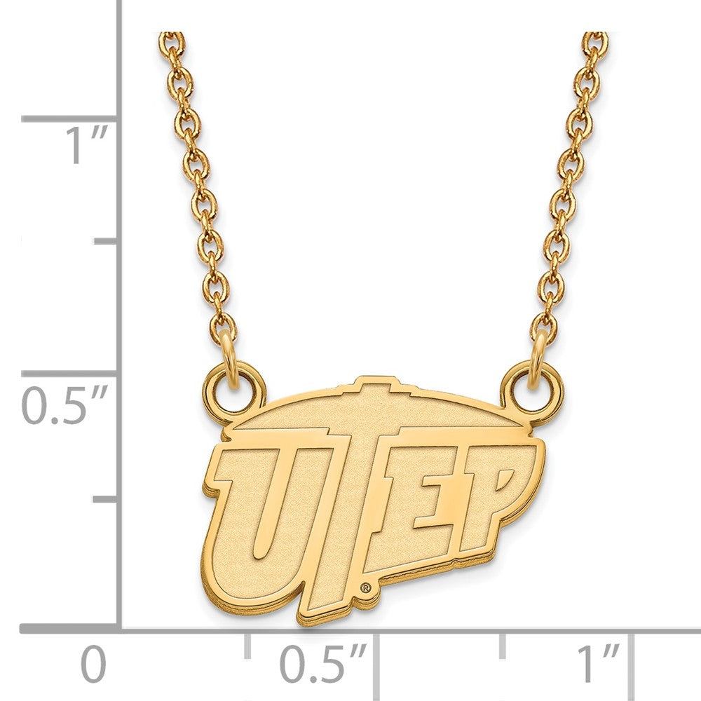 14k Gold LogoArt University of Texas at El Paso Small Pendant 18 inch Necklace