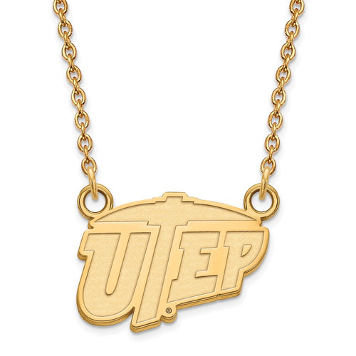 10k Gold LogoArt University of Texas at El Paso Small Pendant 18 inch Necklace