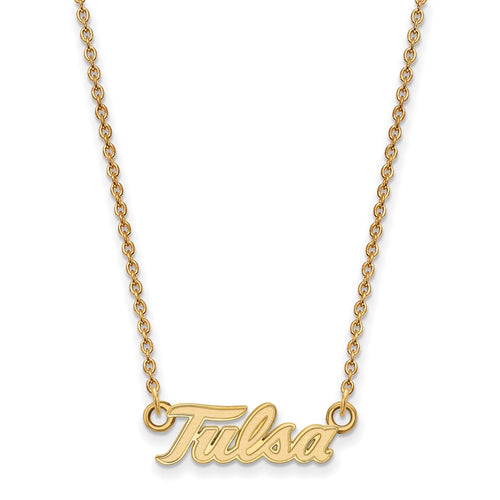 10k Gold LogoArt University of Tulsa T-U Small Pendant 18 inch Necklace