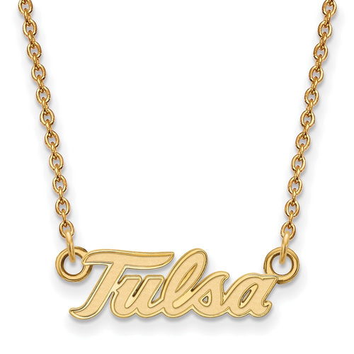 10k Gold LogoArt University of Tulsa T-U Small Pendant 18 inch Necklace