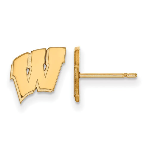 10k Gold LogoArt University of Wisconsin Letter W Extra Small Post Earrings