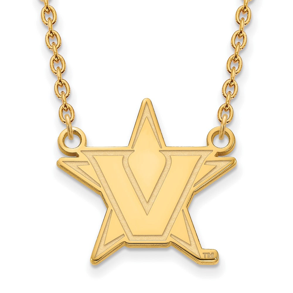 Sterling Silver w/GP LogoArt Vanderbilt University Large Pendant w/Necklace