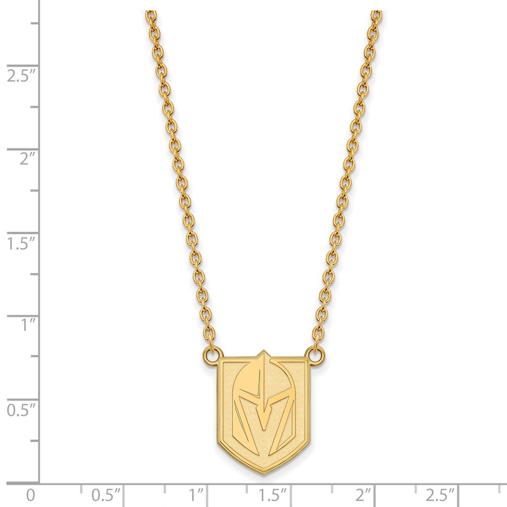 Sterling Silver Gold-plated NHL LogoArt NHL Vegas Golden Knights Large Pendant 18 inch Necklace